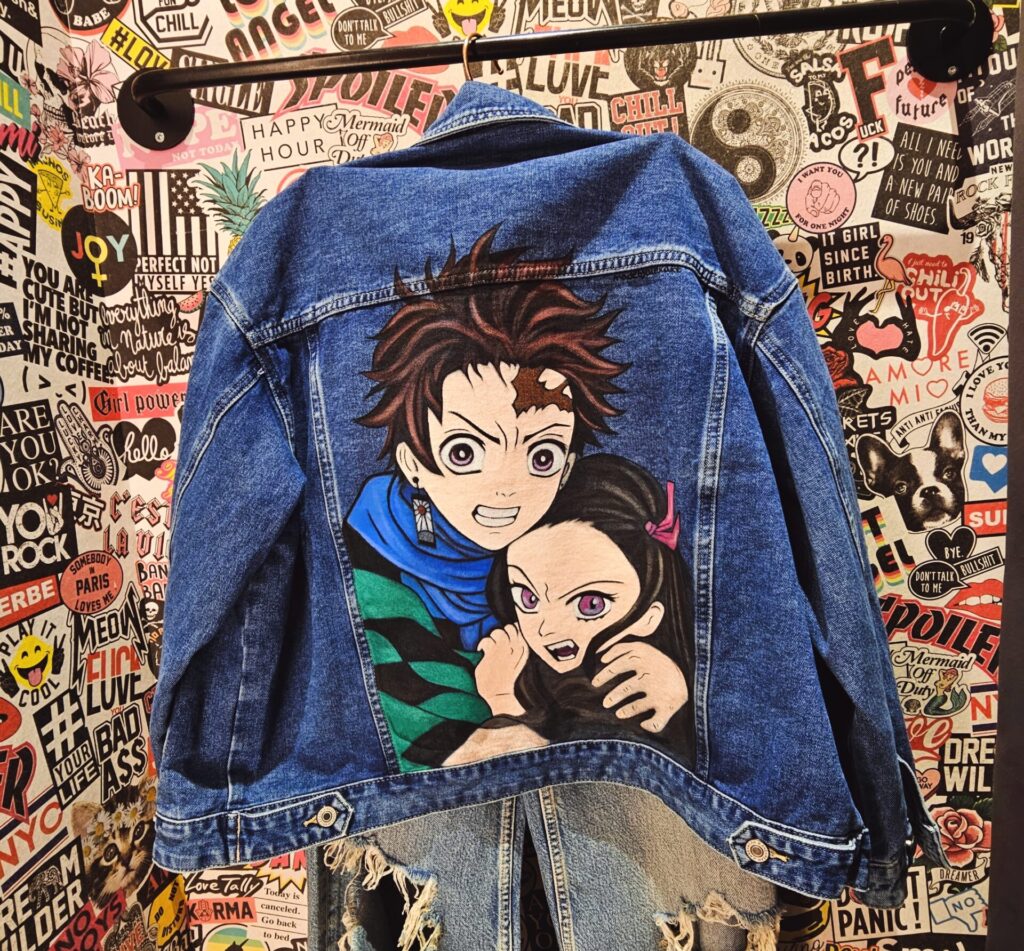 Handbemalte Jeansjacke TanjiroxNezuko