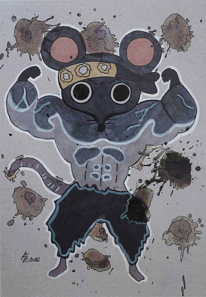 A6 Postkarte Muscle Mouse